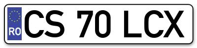 Placuta inmatriculare numar auto  CS-70-LCX, CS 70 LCX, CS70LCX