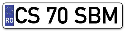 Placuta inmatriculare numar auto  CS-70-SBM, CS 70 SBM, CS70SBM