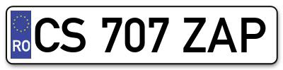 Placuta inmatriculare numar auto  CS-707-ZAP, CS 707 ZAP, CS707ZAP