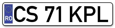 Placuta inmatriculare numar auto  CS-71-KPL, CS 71 KPL, CS71KPL