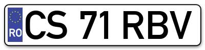 Placuta inmatriculare numar auto  CS-71-RBV, CS 71 RBV, CS71RBV