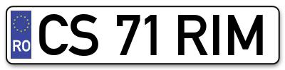 Placuta inmatriculare numar auto  CS-71-RIM, CS 71 RIM, CS71RIM