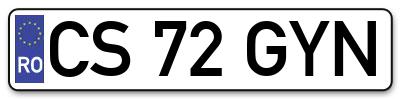 Placuta inmatriculare numar auto  CS-72-GYN, CS 72 GYN, CS72GYN