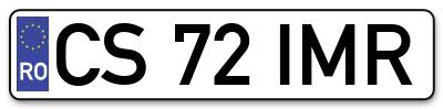 Placuta inmatriculare numar auto  CS-72-IMR, CS 72 IMR, CS72IMR