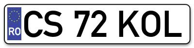 Placuta inmatriculare numar auto  CS-72-KOL, CS 72 KOL, CS72KOL