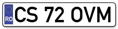 Placuta inmatriculare numar auto  CS-72-OVM, CS 72 OVM, CS72OVM