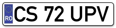 Placuta inmatriculare numar auto  CS-72-UPV, CS 72 UPV, CS72UPV