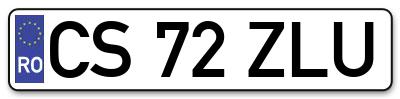 Placuta inmatriculare numar auto  CS-72-ZLU, CS 72 ZLU, CS72ZLU