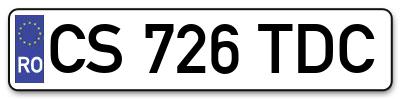 Placuta inmatriculare numar auto  CS-726-TDC, CS 726 TDC, CS726TDC