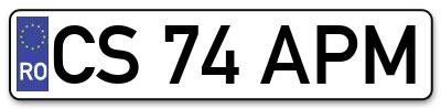 Placuta inmatriculare numar auto  CS-74-APM, CS 74 APM, CS74APM