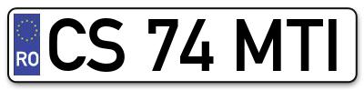Placuta inmatriculare numar auto  CS-74-MTI, CS 74 MTI, CS74MTI