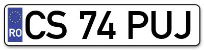 Placuta inmatriculare numar auto  CS-74-PUJ, CS 74 PUJ, CS74PUJ
