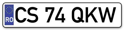 Placuta inmatriculare numar auto  CS-74-QKW, CS 74 QKW, CS74QKW