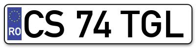 Placuta inmatriculare numar auto  CS-74-TGL, CS 74 TGL, CS74TGL