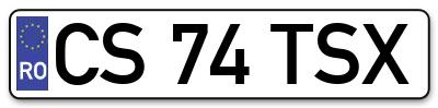 Placuta inmatriculare numar auto  CS-74-TSX, CS 74 TSX, CS74TSX