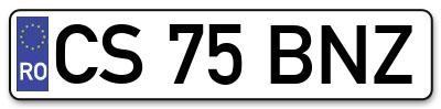Placuta inmatriculare numar auto  CS-75-BNZ, CS 75 BNZ, CS75BNZ