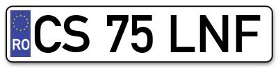 Placuta inmatriculare numar auto  CS-75-LNF, CS 75 LNF, CS75LNF