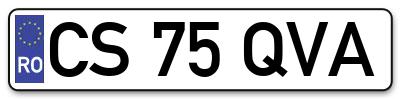 Placuta inmatriculare numar auto  CS-75-QVA, CS 75 QVA, CS75QVA