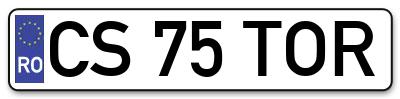 Placuta inmatriculare numar auto  CS-75-TOR, CS 75 TOR, CS75TOR