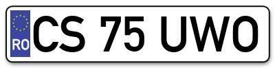 Placuta inmatriculare numar auto  CS-75-UWO, CS 75 UWO, CS75UWO