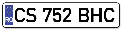 Placuta inmatriculare numar auto  CS-752-BHC, CS 752 BHC, CS752BHC