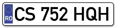 Placuta inmatriculare numar auto  CS-752-HQH, CS 752 HQH, CS752HQH