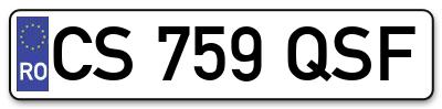 Placuta inmatriculare numar auto  CS-759-QSF, CS 759 QSF, CS759QSF