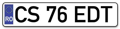 Placuta inmatriculare numar auto  CS-76-EDT, CS 76 EDT, CS76EDT