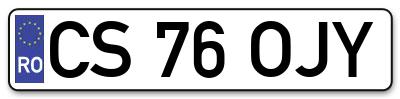 Placuta inmatriculare numar auto  CS-76-OJY, CS 76 OJY, CS76OJY