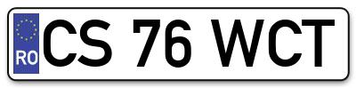 Placuta inmatriculare numar auto  CS-76-WCT, CS 76 WCT, CS76WCT