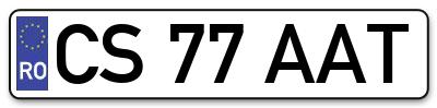 Placuta inmatriculare numar auto  CS-77-AAT, CS 77 AAT, CS77AAT