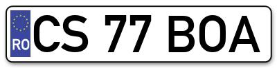 Placuta inmatriculare numar auto  CS-77-BOA, CS 77 BOA, CS77BOA