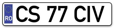 Placuta inmatriculare numar auto  CS-77-CIV, CS 77 CIV, CS77CIV