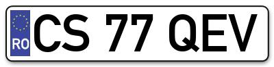 Placuta inmatriculare numar auto  CS-77-QEV, CS 77 QEV, CS77QEV