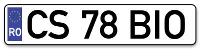 Placuta inmatriculare numar auto  CS-78-BIO, CS 78 BIO, CS78BIO