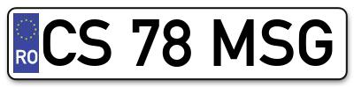 Placuta inmatriculare numar auto  CS-78-MSG, CS 78 MSG, CS78MSG