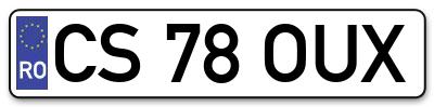 Placuta inmatriculare numar auto  CS-78-OUX, CS 78 OUX, CS78OUX