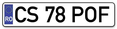 Placuta inmatriculare numar auto  CS-78-POF, CS 78 POF, CS78POF