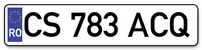 Placuta inmatriculare numar auto  CS-783-ACQ, CS 783 ACQ, CS783ACQ