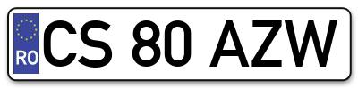 Placuta inmatriculare numar auto  CS-80-AZW, CS 80 AZW, CS80AZW