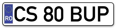 Placuta inmatriculare numar auto  CS-80-BUP, CS 80 BUP, CS80BUP