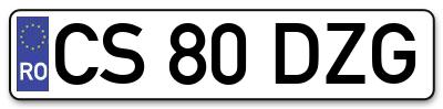 Placuta inmatriculare numar auto  CS-80-DZG, CS 80 DZG, CS80DZG