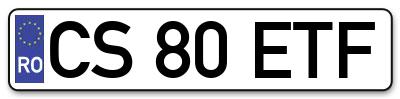 Placuta inmatriculare numar auto  CS-80-ETF, CS 80 ETF, CS80ETF