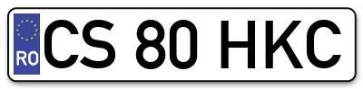 Placuta inmatriculare numar auto  CS-80-HKC, CS 80 HKC, CS80HKC