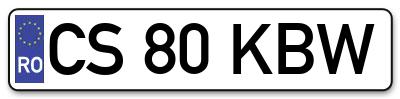 Placuta inmatriculare numar auto  CS-80-KBW, CS 80 KBW, CS80KBW