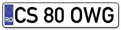 Placuta inmatriculare numar auto  CS-80-OWG, CS 80 OWG, CS80OWG