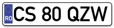 Placuta inmatriculare numar auto  CS-80-QZW, CS 80 QZW, CS80QZW