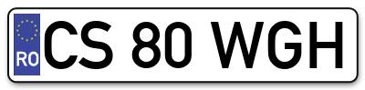 Placuta inmatriculare numar auto  CS-80-WGH, CS 80 WGH, CS80WGH