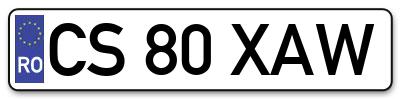 Placuta inmatriculare numar auto  CS-80-XAW, CS 80 XAW, CS80XAW