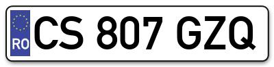 Placuta inmatriculare numar auto  CS-807-GZQ, CS 807 GZQ, CS807GZQ